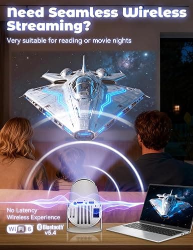 Fake Window Projector for Reading, 4k Window Scene Pre-Installed App for Instant Fantasy Ambience Scenes, 210° Rotation & Built-In Speaker , ±15° Auto Correction, 100" Screen from 2m thumbnail 4