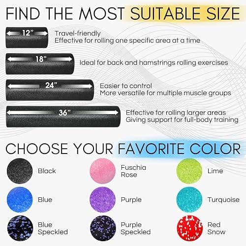 Yes4All High-Density EPP Round Back Roller Foam, Exercise Foam Roller for Yoga, Pilates & Stretching - 12, 18, 24, 36 inch thumbnail 3