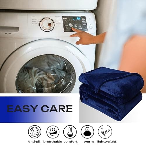 Fleece Plush Throw Blanket Navy Blue(50 by 60 Inches),Super Soft Fuzzy Cozy Flannel Blanket for Couch Sofa.Microfiber Blanket Lightweight thumbnail 5