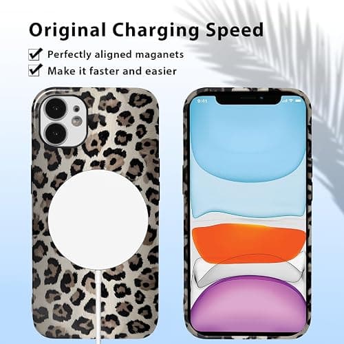 Xylota Handyhülle Magnetische für iPhone 11 6,1" Hülle, Aesthetic Leopard Braun Muster Mädchen Case Kompatibel mit MagSafe, Dünn Silikon + PC Stoßfeste Schutzhülle Cover, 03 thumbnail 5