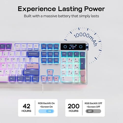 EPOMAKER TH108 PRO Full Size Mechanical Keyboard with Screen & Knob, Wireless Gaming Keyboard with 10000mAh, Creamy Gasket, Hot Swap, Custom Driver, RGB Backlight (White, Creamy Jade) thumbnail 4