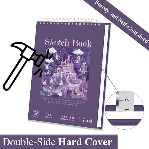 Purple Sketch Book for Women - 9"x12" Girls Sketchbook, 100 Sheets (73lb/120gsm) Drawing Paper for Kids, Art Supplies for Girls Ages 8-12, Beginners, and Adults, Mothers Day Gifts,1-Pack. thumbnail 4