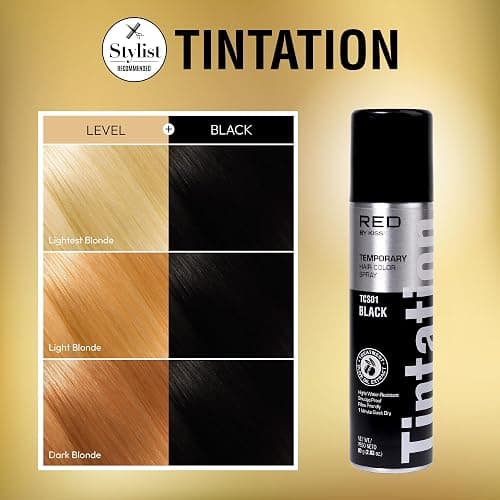 Red by Kiss Tintation Temporary Hair Color Spray, Instant Gray Root Touch Up Coverage, Water-Resistant & Smudge-Proof, Easy Wash Out, Barber & Hairline Touch-Up, Quick-Dry (Black, 2.82 oz) thumbnail 3