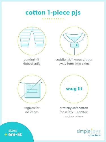 Simple Joys by Carter's baby-boys 3-pack Snug Fit Footless Cotton Pajamas thumbnail 7