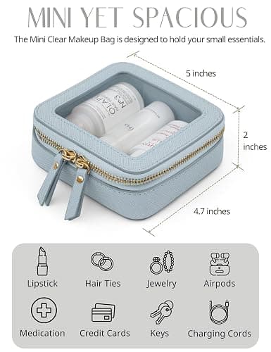 Popvibe Clear Makeup Bag Travel Cosmetic Case Transparent Toiletry Bag with Zipper, Portable Make Up Organizer Traveling Compact Car Bag for Essentials thumbnail 5