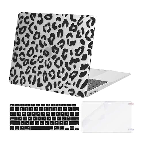 MOSISO Compatible with MacBook Air 13 inch Case 2022 2021 2020 2019 2018 Release A2337 M1 A2179 A1932 Retina Display, Plastic Leopard Grain Hard Shell Case&Keyboard Cover&Screen Protector, Transparent - Image 1