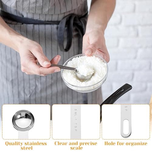 6 Pcs Stainless Steel Measuring Spoons Set, Metal Measure Spoons, Table Spoon Measuring Spoon for Coffee, Teaspoon Scoop, Includes 1/8, 1/4, 1/2, 1 TSP, 1/2 Tbsp, 1 Tbsp, Food Grade thumbnail 4