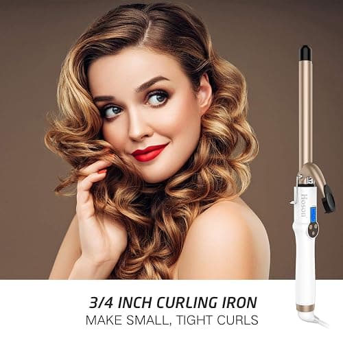 3/4 Inch Curling Iron Professional, Ceramic Tourmaline Curl Wand Barrel, Hair Curler Iron for Short Hair,Glove Include, Glove Include, Gold thumbnail 2