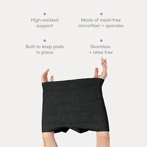 Frida Mom Women's Postpartum Underwear, Disposable Boyshort Underwear, Seamless with Stretchy Support, Postpartum Essentials, Size Regular (Waist 28"-42" Stretched), 8 Count, Black thumbnail 3
