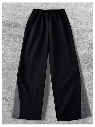 RoseSeek Boy's Y2K Wide Leg Baggy Pants Vintage Trendy Sweat Pants Elastic Waist Street Sweatpants with Pockets thumbnail 3