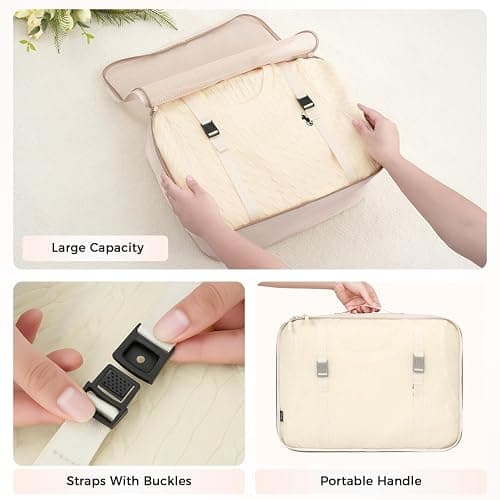 BAGAIL 8 Set Packing Cubes Luggage Packing Organizers for Travel Accessories-Cream thumbnail 6