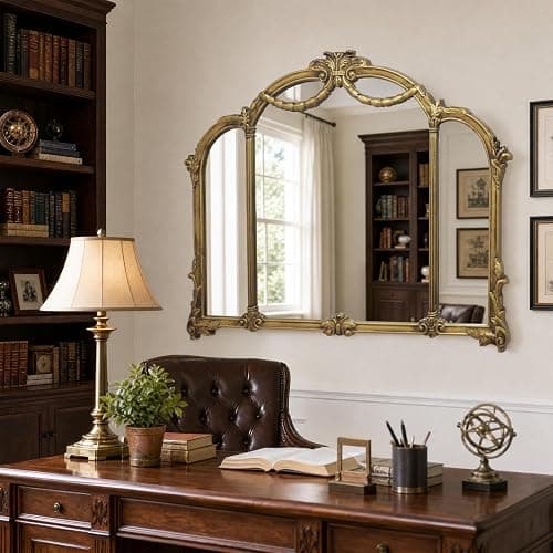 G-LEAF Antique Gold Wall Mirror 48"X39", French Baroque Vintage Mirror with Ornate Carved Frame for Living Room, Fireplace Mantel, Bedroom, Entryway thumbnail 8