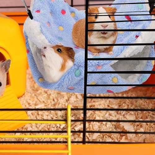 BOAO 2 Pcs Guinea Pig Rat Hammock Guinea Pig Hamster Ferret Hanging Hammock Accessories for Small Animals Chinchilla Parrot Sugar Glider Ferret Squirrel (Hot Pink,Blue,Dot Pattern) thumbnail 6