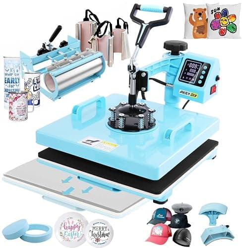 WHUBEFY Heat Press,15x15 Shirt Press Machine 8 in 1 with 30Oz Tumbler Attachment Sublimation Machine Digital Slide Out Sublimation Heat Transfer Machine, Heat Press for T-Shirts Mugs Caps Plates,1400W - Image 1
