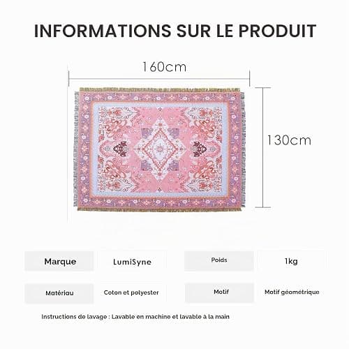LumiSyne Couverture Plaid En Coton Tissé Avec Gland Style Ethnique Bohème Motif Géométrique Aztèque Navajo Jeté De Lit Jeté De Canapé Couvre-Lit Couverture De Camping Tapisserie Nappes Tapis 160x130cm thumbnail 3