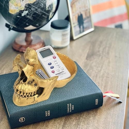 Mrlikale Skull Glasses Stand Holder, Creative Eyeglasses Holder | Sunglasses Spectacle Display Rack, Key Holder Resin Sculptures for Entryway, Home, Office, Desk, Nightstand (Gold) thumbnail 4
