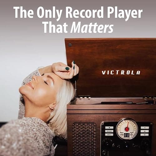 Victrola The Quincy 6-in-1 Bluetooth Record Player & Multimedia Center with Built-in Speakers – 3-Speed Turntable, CD & Cassette Player, AM/FM Radio, Wireless Music Streaming (Espresso) thumbnail 5