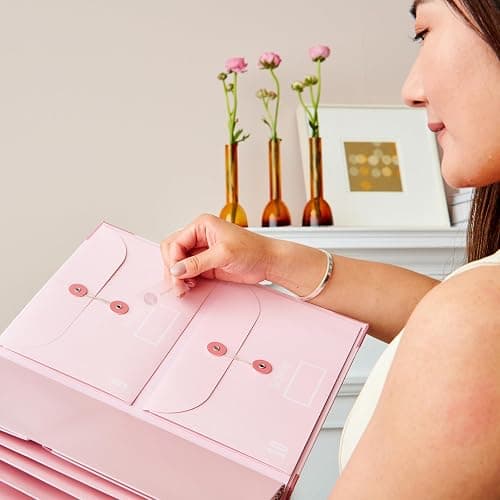 The Folio® Important Document Organizer by Savor | Binder with Guided Labels, Acid-Free File Folder Organizer with 10 Pockets, Document Holder for Home Records, Legal and Medical Papers (Pink) thumbnail 5
