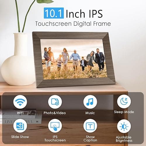 Canupdog 10.1 WiFi Digital Picture Frame, IPS Touch Screen Smart Cloud Digital Photo Frame with 16GB Storage, Wall Mountable, Auto-Rotate, Share Photos From Anywhere Via App, Email thumbnail 2