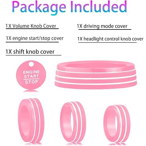 HDUFC for Ford Bronco Sport 2025-up (not Suitable for Bronco) Alloy car Interior Accessories, Shift knob Cover, Switch Button Cover, Headlight, Volume, 4WD knob Cover, 5-Piece Set (Pink) thumbnail 6