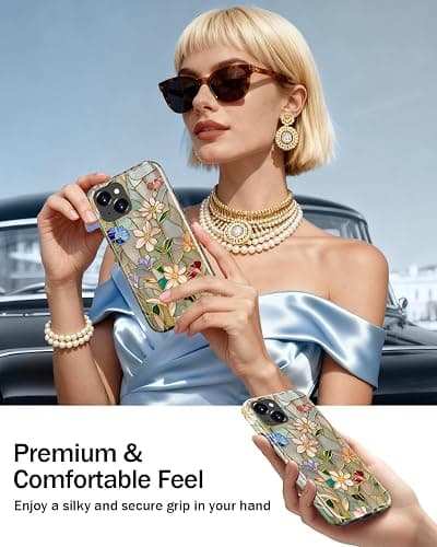 STARVIP for iPhone 15 Case Cute,Aesthetic Vintage Mosaic Stained Glass Shell,Compatible with Magsafe,Trendy Unique Cool Retro Western Protective Slim Silicone Phone Cover for Women Girls thumbnail 4