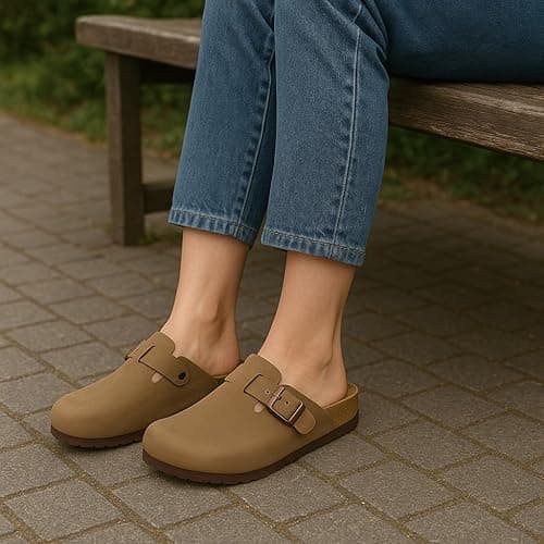 CUSHIONAIRE Hana Womens Clogs | Comfortable Vegan Suede Clogs for Women | Slip On Potato Shoes with Cork Footbed & Arch Support | Memory Foam, Wide Widths Available thumbnail 4