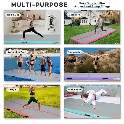 KIKILIVE Inflatable Air Gymnastics Tumbling Mat 6ft 10ft 13ft 16ft 20ft, Air Tumble Track Mat 4/8 inches Thickness with Electric Air Pump for Home Use Training Cheerleading Yoga Water Beach Park thumbnail 4
