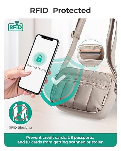 BAGSMART Cross Body Purse, Mini Crossbody Bags for Women Travel Purse, Puffy Shoulder Handbag Wallet with RFID Blocking Slots, Brown-small thumbnail 5