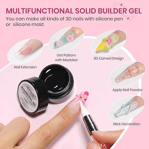 SUPWEE 3D Sculpting Gel for Nail Art, Clear White Non Stick Hand Hard Gel | Modeling Gel for Nails Home Manicure, Nail Salon, Nail Charms, Extension, Carving, Molding, Solid Builder Gel thumbnail 2