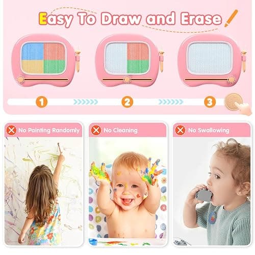 Toys for 1 2 3 Year Old Girl, Magnetic Drawing Board for Toddlers Kids 1-3, Doodle Board Preschool Learning Toys, Baby Christmas Birthday Gifts for 1 2 3 Year Old Girl, Pink thumbnail 5