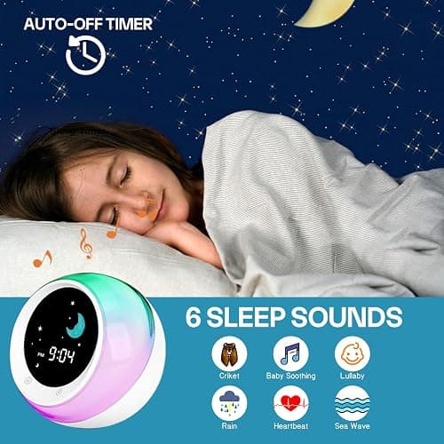 I.CODE Sun & Moon Rise Kids Alarm Clock, Children's Sleep Trainer ,Sleep Sound Machine, Wake Up Light & Night Light ,Teach Kids Day & Night thumbnail 6
