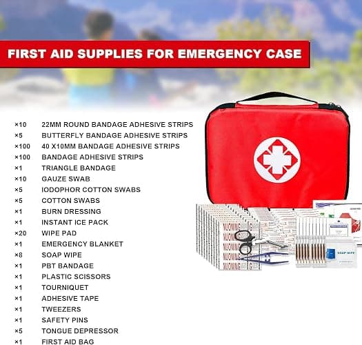 Travel-First Aid-Kit Car-Home 300PCS Survival-Kit Outdoor-Adventure - Small Portable Red Emergency Essential Sets Office Hiking Camping Business Public Must Have First Aid Gear Equipment 1st Aid thumbnail 2