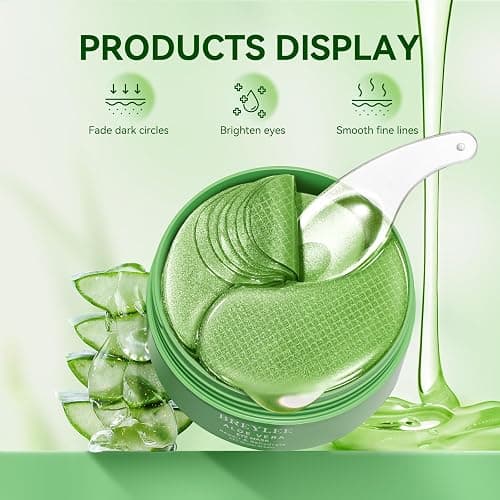 BREYLEE Aloe Vera Eye Masks– 60 Pcs - Puffy Eyes and Dark Circles Treatments – Look Younger and Reduce Wrinkles and Fine Lines Undereye, Improve and Firm eye Skin - Pure Natural Material Extraction | Puffy Eyes Dark Circles Anti-Aging Reduce Wrinkles and Fine Lines Improve and Firm Eye Skin Pure Natural Material Extraction thumbnail 8