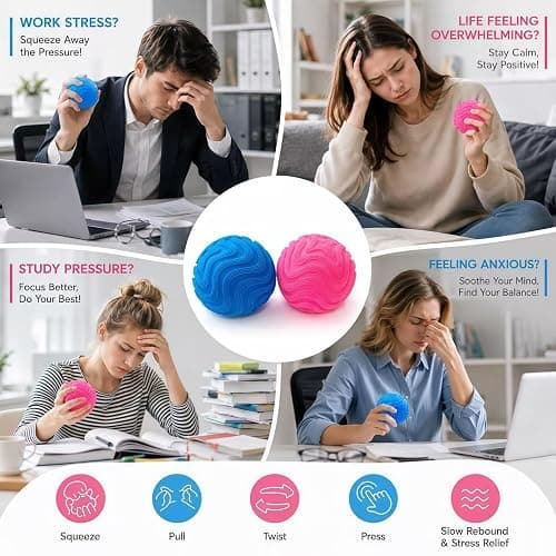 Fuzz Ball Squishy Stress Ball, Squishy Stress Relief Fuzzball, Slow Rising Memory Foam Squishy Fidget Fuzz Balls, Adults Anxiety Squeeze Toys (Pink) thumbnail 4