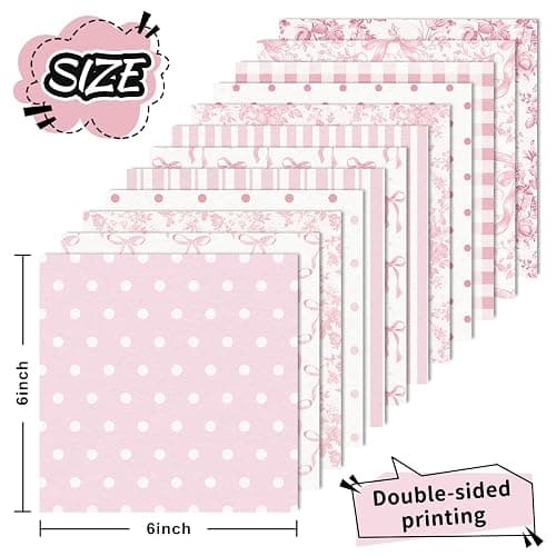 Whaline 24 Sheets 6 x 6 Inch Pink Bow Floral Pattern Paper Chinoiserie Scrapbook Specialty Paper Double Sided for DIY Crafts Card Making Photo Album Decor thumbnail 3