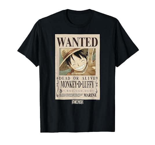 One Piece Anime Monkey D. Luffy Wanted Poster T-Shirt - Image 1