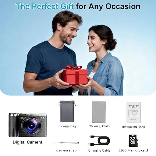 4K Digital Camera for Photography- 56MP Autofocus Vlogging Camera with 3" 180° Flip Screen, 16X Zoom, Flash- Digital Point and Shoot Camera for Travel & Home- Portable Gift for Teens & Beginners thumbnail 8