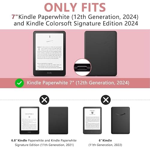 KBCASE Case for 7" Kindle Paperwhite (12th Generation - 2024) and Kindle Colorsoft Signature Edition, Slim Smart Cover with Auto Wake/Sleep for Kindle Paperwhite 7 inch (Light Pink) thumbnail 2