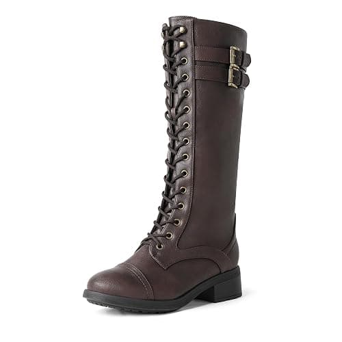 DREAM PAIRS Women's Pu Knee High Riding Combat Boots - Image 1