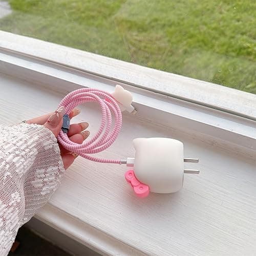 Tospania Cute Cartoon Charger Protector Case - Compatible for iPhone 18W 20W USB-C Power Adapter and Lightning Cable thumbnail 6
