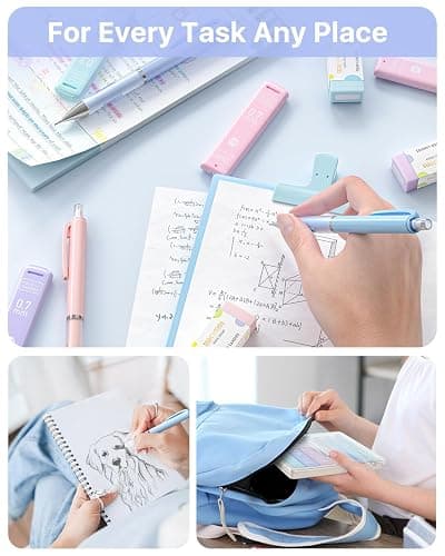 Four Candies Pastel Mechanical Pencil Set 0.7mm, with HB #2 Lead Refills, Cute Erasers & Eraser Refills, 13-Count Pack, Aesthetic School Supplies for Writing, Drawing and Sketching thumbnail 6