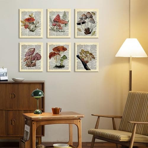 CHDITB Mushroom Wall Art, Mushrooms Dictionary Framed Canvas Wall Art Set, Nature Mushroom Wall Decor, Vintage Fungus Wall Painting, Retro Aesthetic Art Prints For Living Room Bedroom Decor(8X10 Inch) thumbnail 2