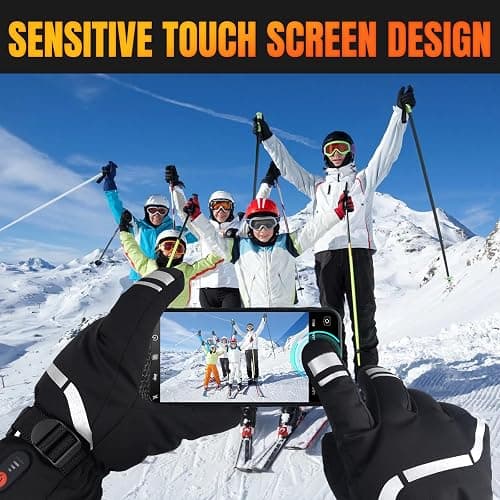 Heated Gloves Gifts for Men Women, 7.4V Fast Heating Rechargeable Electric Heated Gloves, Touchscreen Waterproof Heating Gloves for Motorcycle Driving Hiking Skiing Outdoor Sport thumbnail 8