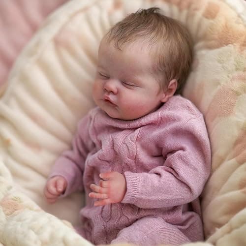 WOOROY Realistic Reborn Baby Dolls – 18-Inch Real Life Sleeping Newborn Girl, Lifelike Doll with Weighted Soft Body, Handmade Gift Toy with Accessories for Kids Age 3+ thumbnail 2