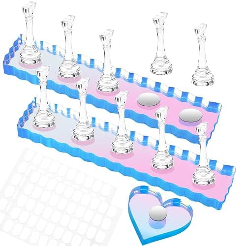 BAGTeck Nail Stand for Press Ons, Nail Holder for Painting Nails, Press on Nail Holder, 1 Heart Shaped Acrylic Magnetic Nail Stands for Nail Art with Double-sided Tape Home Salon DIY Display Supplies - Image 1