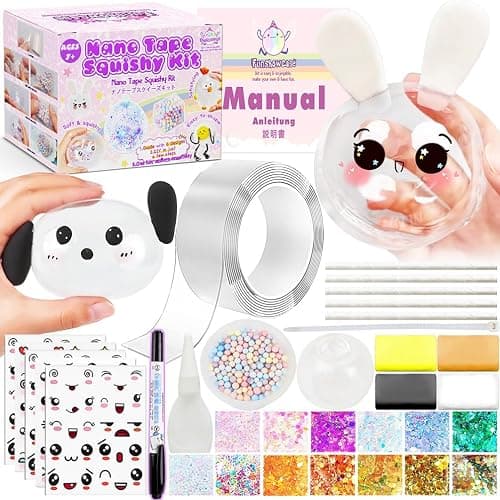 FUNSHOWCASE Nano Tape Bubble Kit with Clay, Marker, 6-Design Guide Squishy Maker Set - Image 1