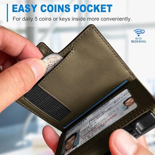 miyozi Men Wallet,with Money Clip Coins Pocket ID Window,Slim Front Pocket RFID Blocking Pop-up Card Holder 3.9"x 2.7", Gift Boxed thumbnail 4
