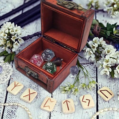 Knana 6Pcs Pendulum Board for Divination - Pendulum Crystal for Dowsing, Tarot Dice Astrology Dice with Box, Wiccan Supplies and Tools, Tarot Divination for Beginners thumbnail 6