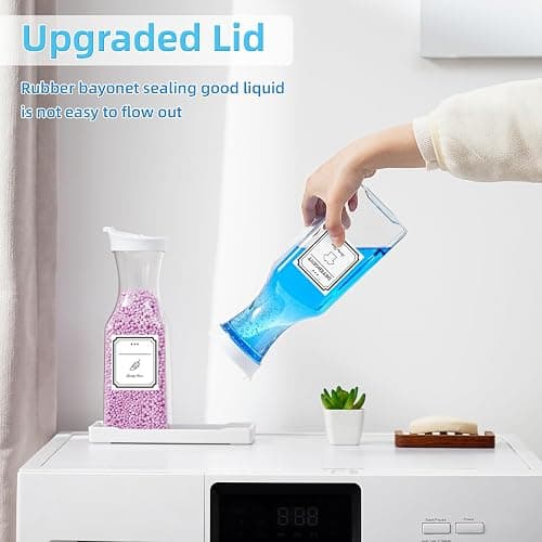 Laundry Detergent Dispenser,Laundry Soap Dispenser,Laundry Detergent Container,35OZ Fabric Softener Dispenser with Tray,Liquid Laundry Detergent Dispenser, Laundry Room Organization,Extra 4 Labels thumbnail 7