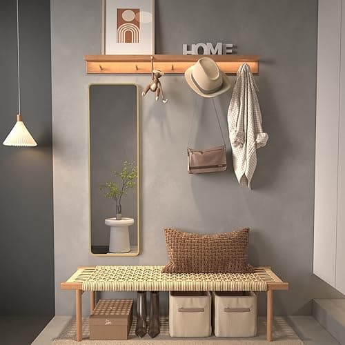 Giftgarden 47"x14" Gold Full Length Mirror Aluminum Framed, Modern Long Wall Mirror Tall Full-Body, Wall Mounted or Over The Door Hanging for Bedroom Closet Bathroom, Golden - Black thumbnail 4
